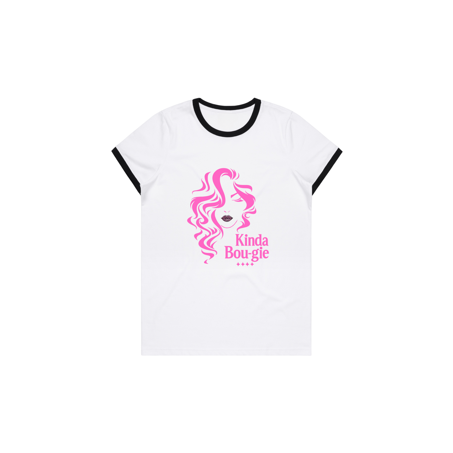 KINDA BOU-GIE WOMEN'S QUIET FLEX WHITE RINGER Tee