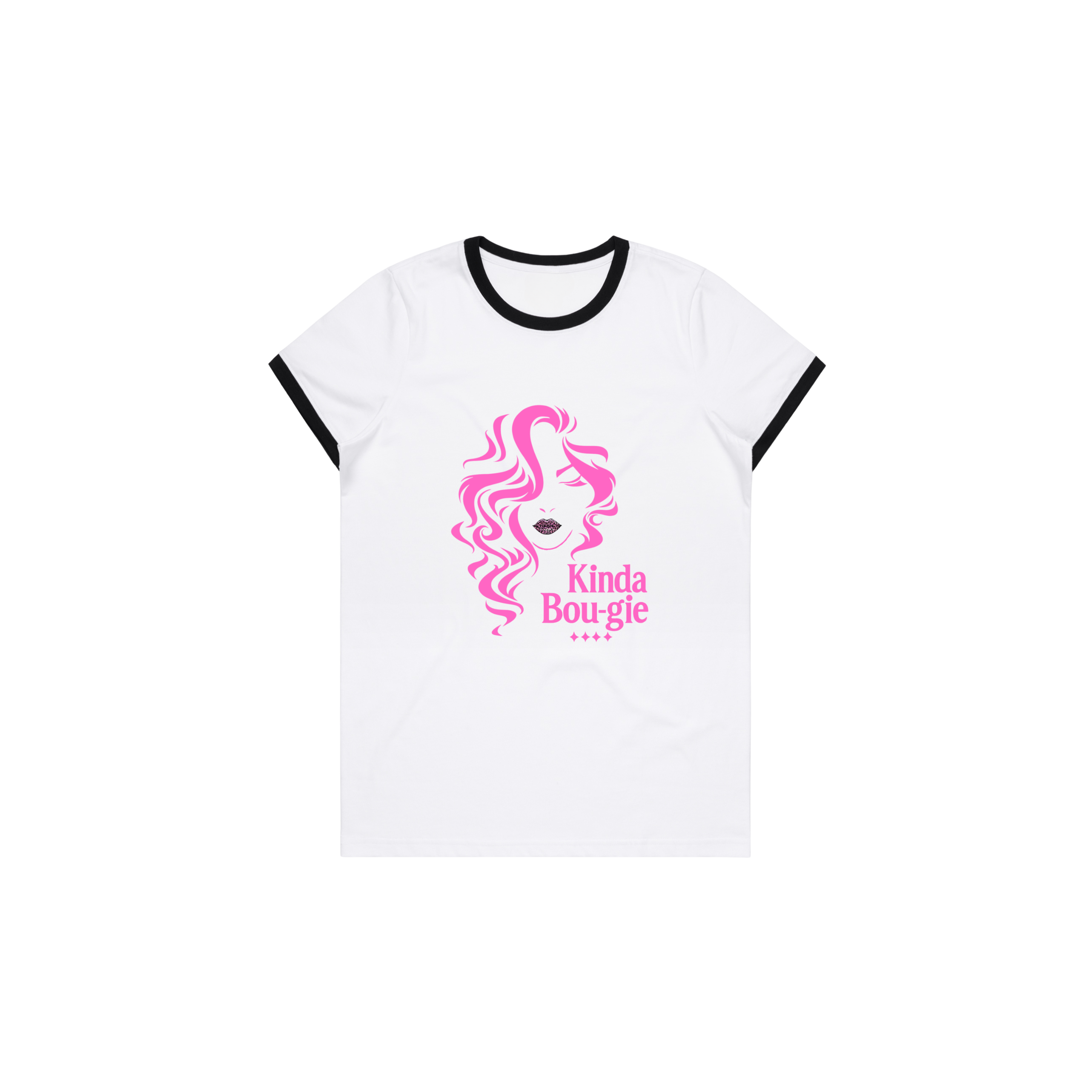 Kinda Bou-GIE QUIET FLEX WHITE RINGER Tee-WOMEN'S