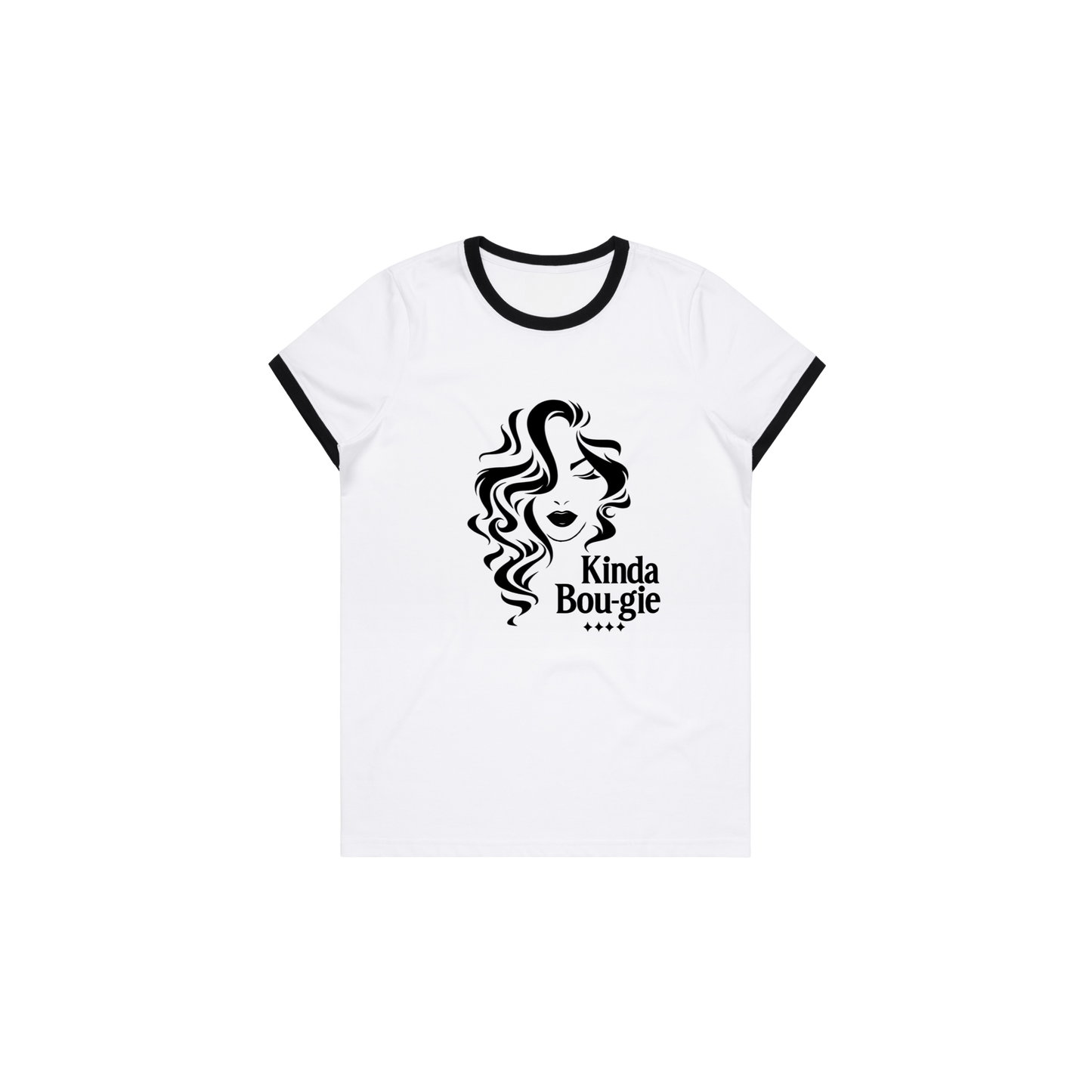 KINDA BOU-GIE WOMEN'S QUIET FLEX WHITE RINGER Tee