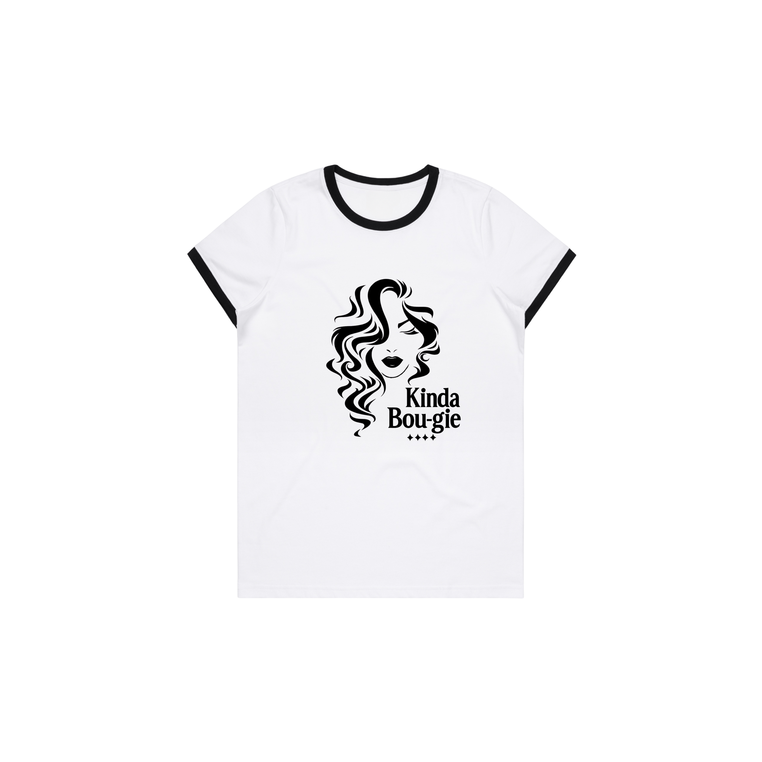 Kinda Bou-GIE QUIET FLEX WHITE RINGER Tee-WOMEN'S