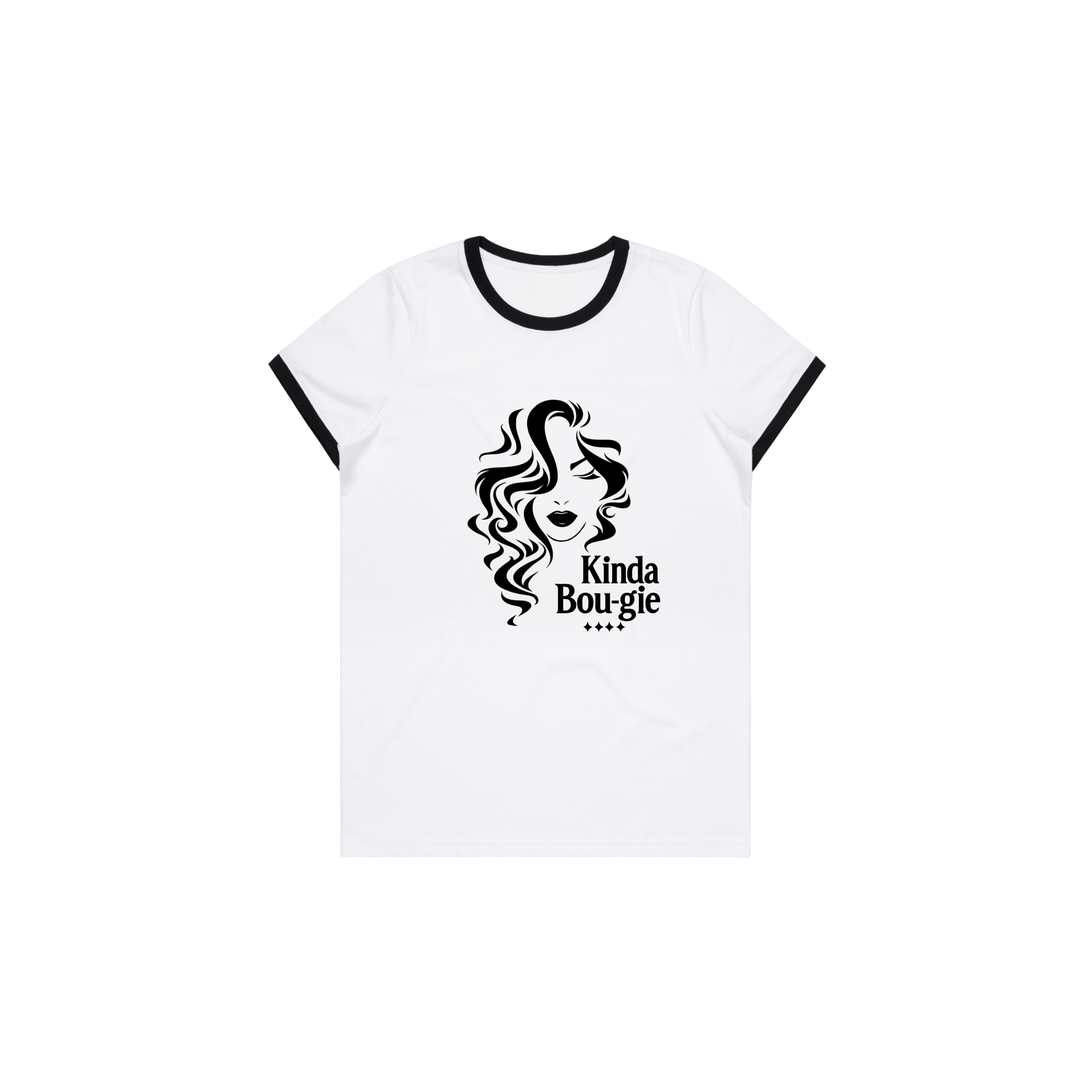 Kinda Bou-GIE QUIET FLEX WHITE RINGER Tee-WOMEN'S