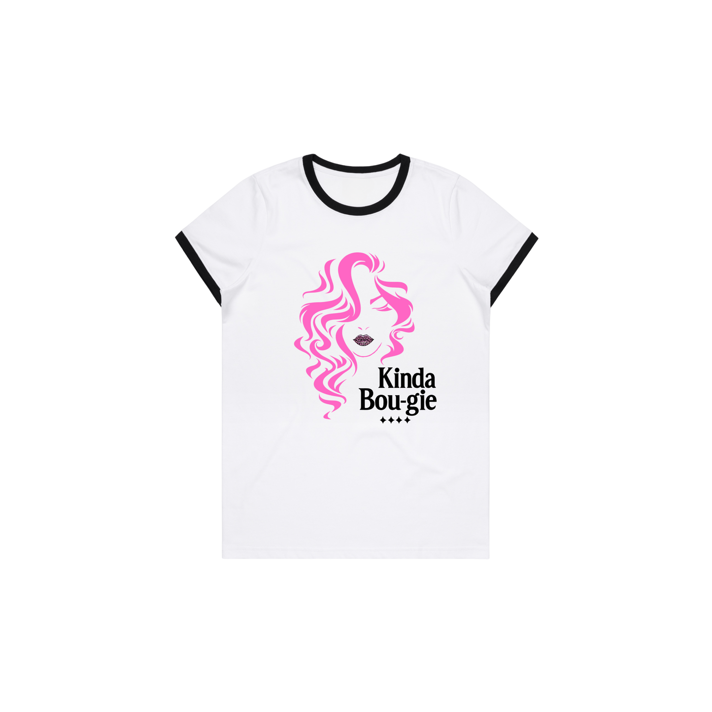 KINDA BOU-GIE WOMEN'S QUIET FLEX WHITE RINGER Tee