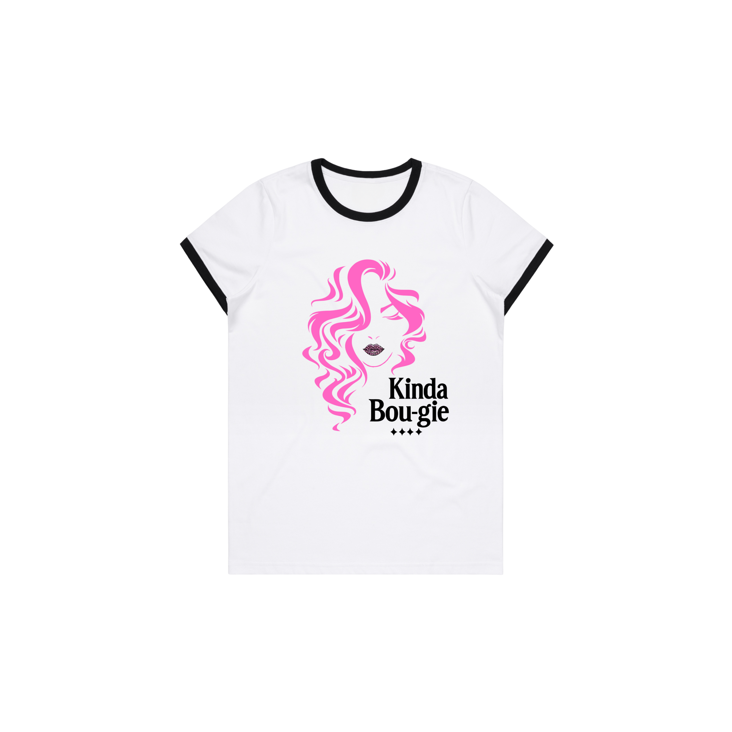 KINDA BOU-GIE WOMEN'S QUIET FLEX WHITE RINGER Tee