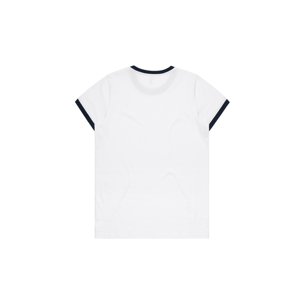 Kinda Bou-GIE QUIET FLEX WHITE RINGER Tee-WOMEN'S