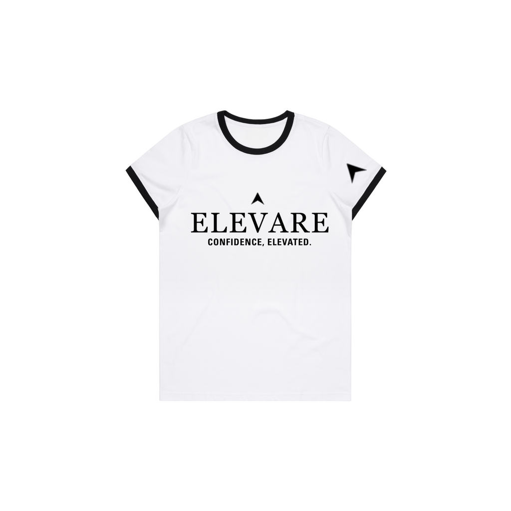 ELEVARE  WOMEN'S WHITE ASCEND RINGER TEE