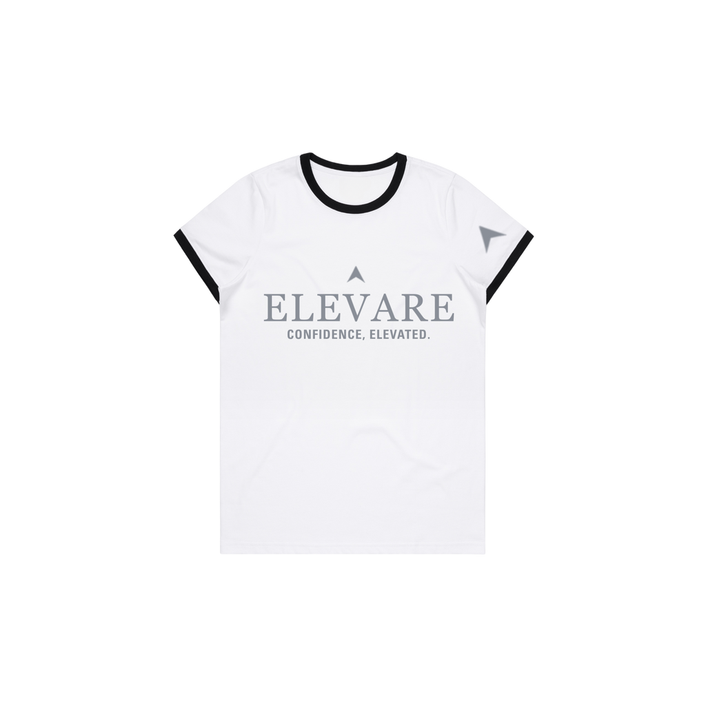ELEVARE  WOMEN'S WHITE ASCEND RINGER TEE