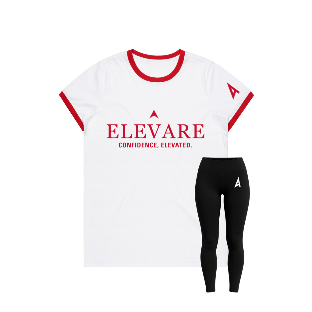 ELEVARE  WOMEN'S WHITE ASCEND RINGER TEE
