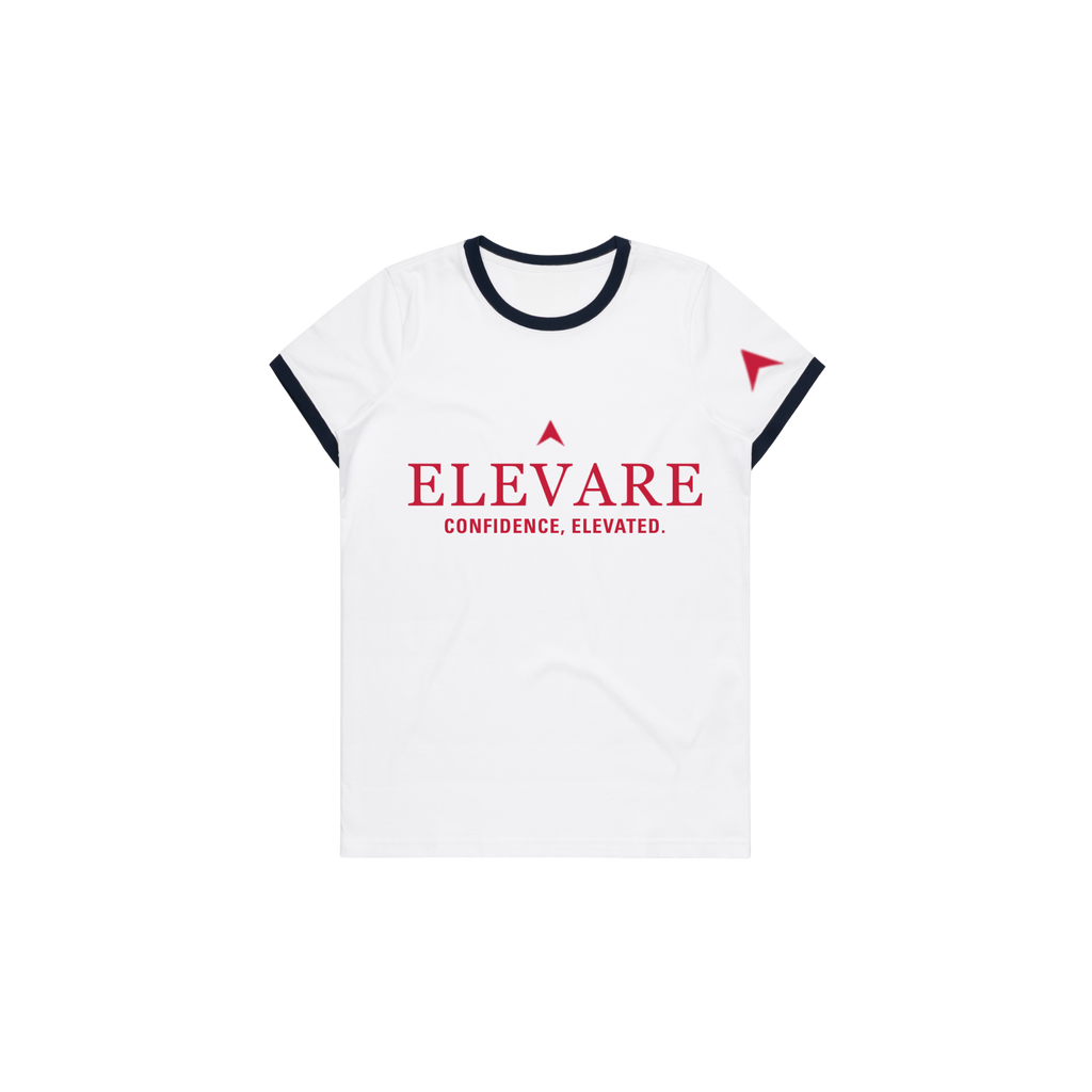 ELEVARE  WOMEN'S WHITE ASCEND RINGER TEE