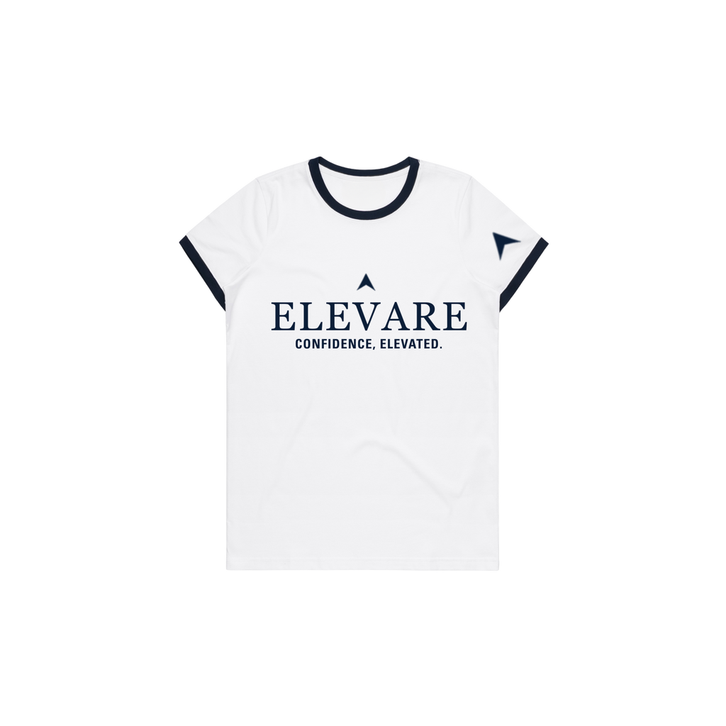 ELEVARE  WOMEN'S WHITE ASCEND RINGER TEE
