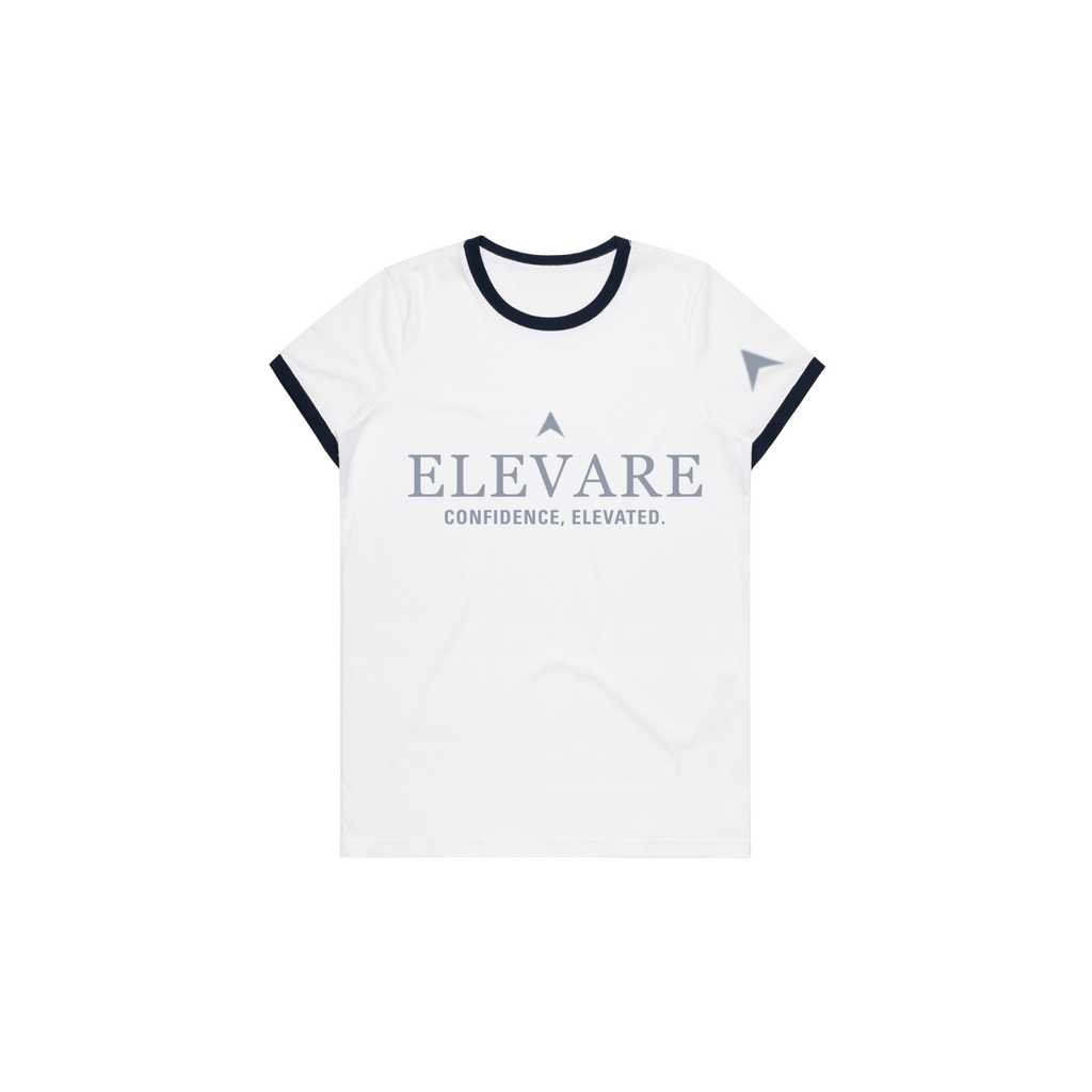 ELEVARE  WOMEN'S WHITE ASCEND RINGER TEE