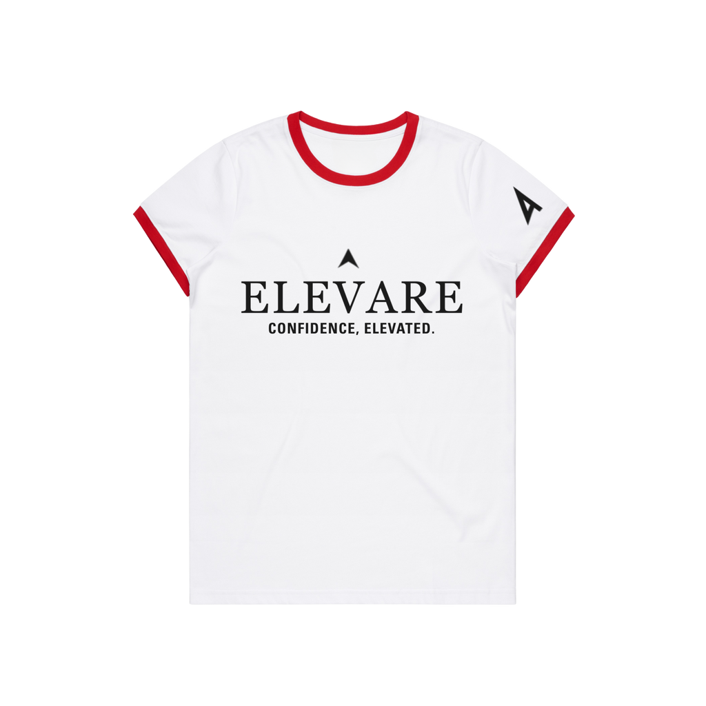 ELEVARE  WOMEN'S WHITE ASCEND RINGER TEE